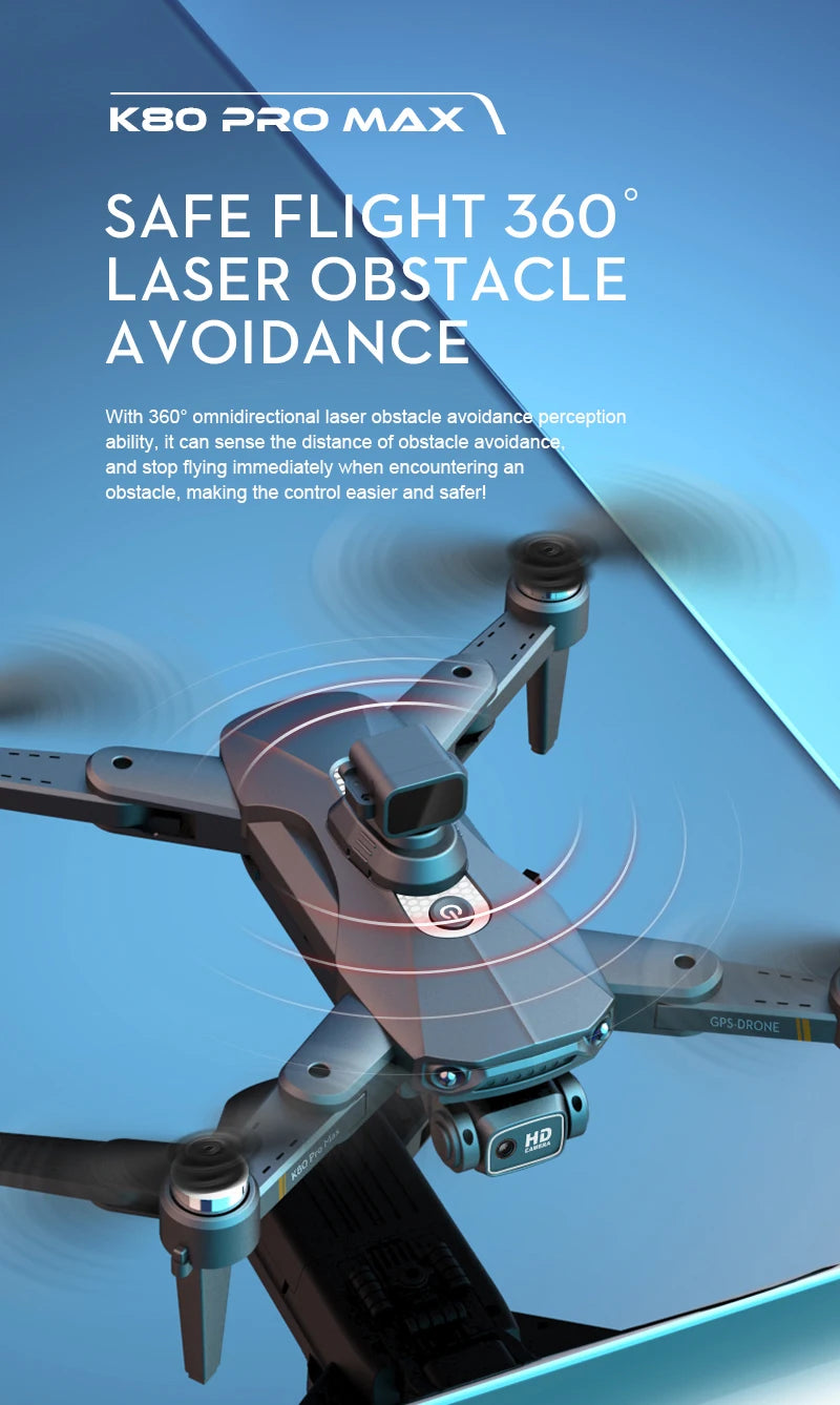 XYRC K80 PRO MAX GPS Drone, k8o pro max safe flight 360" laser obstacle avoidance