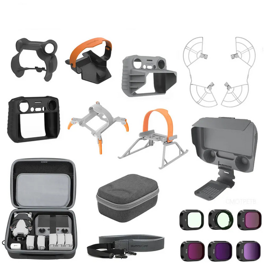 Kit d'accessoires pour DJI Mini 4 Pro, capuchon d'objectif de train d'atterrissage, support de Cage de protection d'hélice, filtre RC 2, sac de contrôleur
