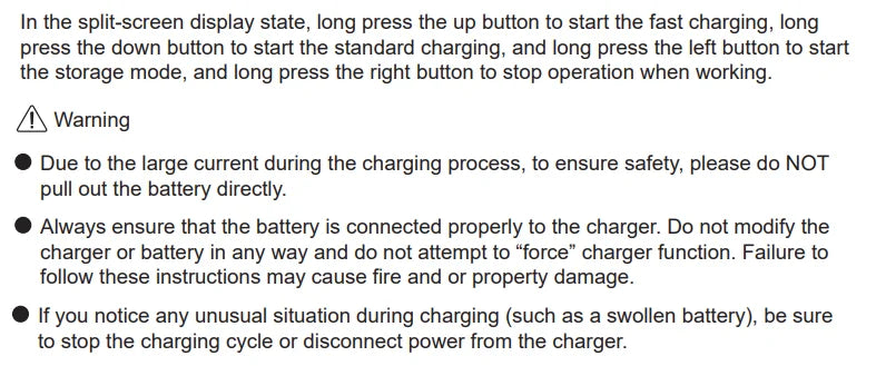 if you notice any unusual situation charging, be sure to stop the charging cycle or disconnect power