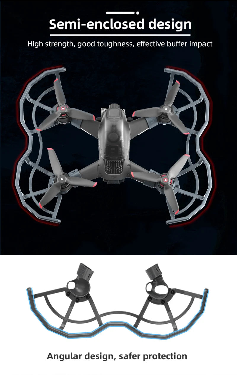 DJI FPV Propeller Guard Lens Cover Cap Antenna Signal Extender Landing Gear Propeller Box for DJI FPV Comb Drone Accessories 24 DJI FPV Propeller, Semi-enclosed design High strength, good toughness, effective buffer impact Angular