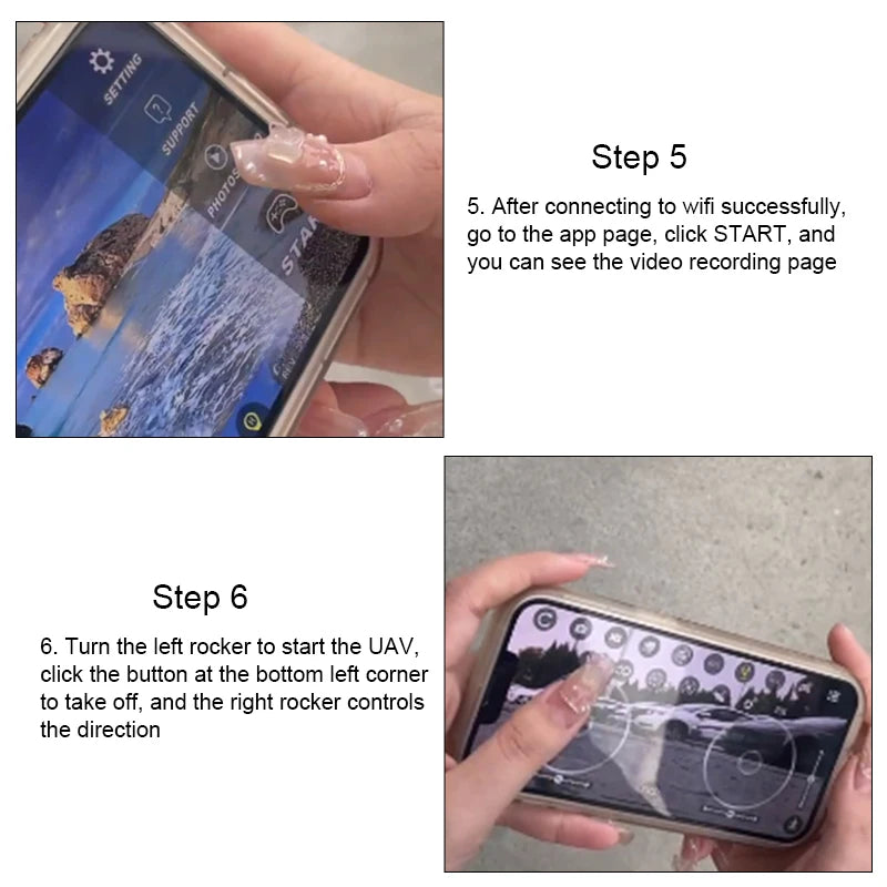 Dron 5G GPS Drone 8K Professional Drones 4K HD Aerial Photography Obstacle Avoidance Quadcopter Helicopter RC Distance 3000M New 35 Dron 5G GPS Drone, step 5 after connecting to wifi successfully go to the app page; click