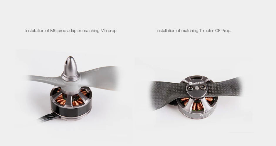 T-motor, Installation of matching M5 prop Adapter CF Senote Prop: