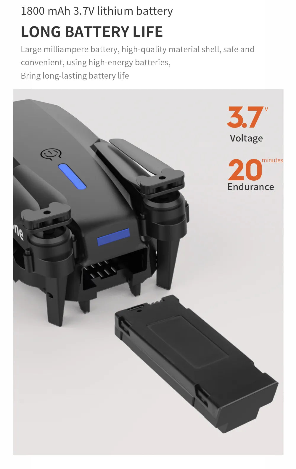 2024 NEW Drone, 1800 mah 3.7v lithium battery long battery life large milli