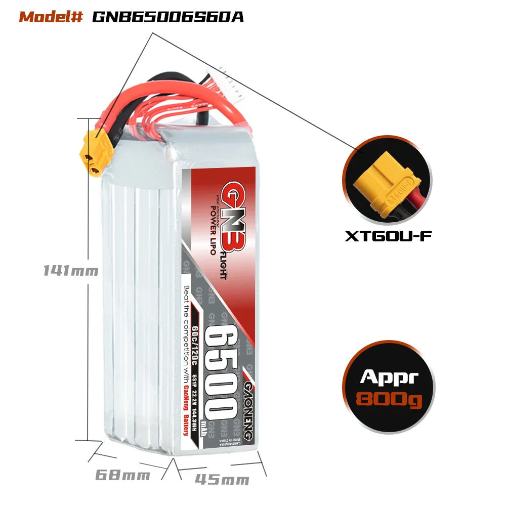 GaoNeng GNB 6S 6500mAh Lithium Battery for Helicopters and Remote Control Toys