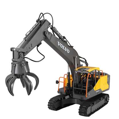 Double E E568 Rc Excavator 1/16, 17CH 2.4GHz 3‑in‑1 Alloy Bucket/Drill/Gripper, 660° Rotation, 4.8V 400mAh, Rubber Tracks