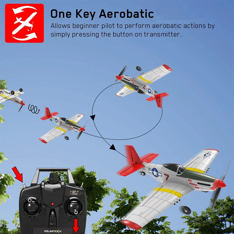 Volantex RC 761-5 RTF Airplane, one Key Aerobatic allows beginner pilot to perform aerobatic actions by simply pressing the button