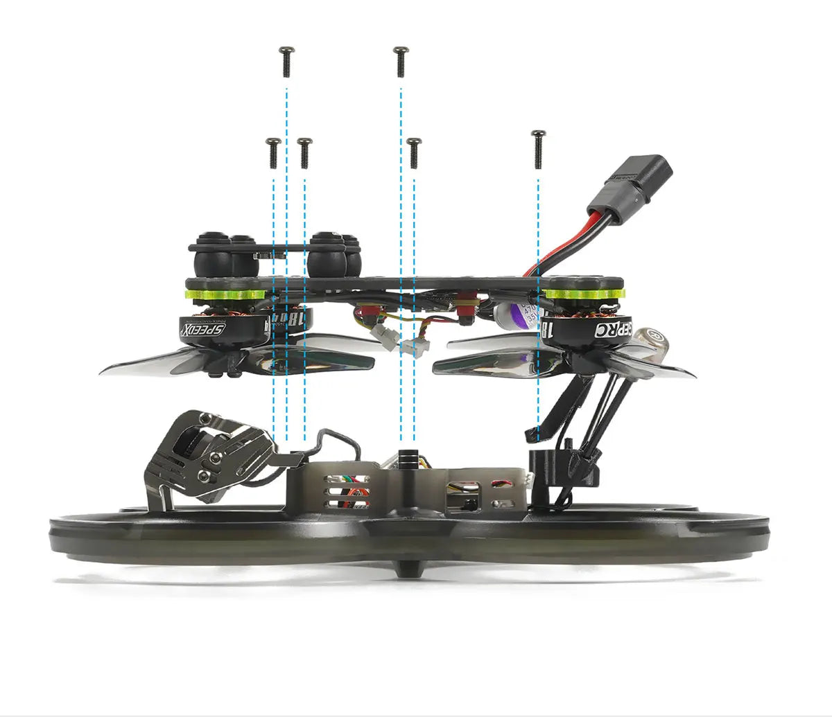 GEPRC Cinebot 30 FPV Drone, only 6 screws need to be removed to separate the aircraft top plate and protection frame .