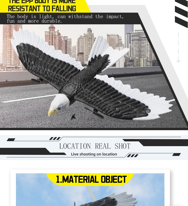 FX651 Simulation Wingspan Eagle Aircraft - 405mm 2.4G Radio Control Remote Control Glider Airplanem RC Foam Plane Toys for Children Boys 27 FX651 Simulation Wingspan Eagle Aircraft, LOCATTON REAL SHOT Live shooting on location 1MATERIAL OBJECT