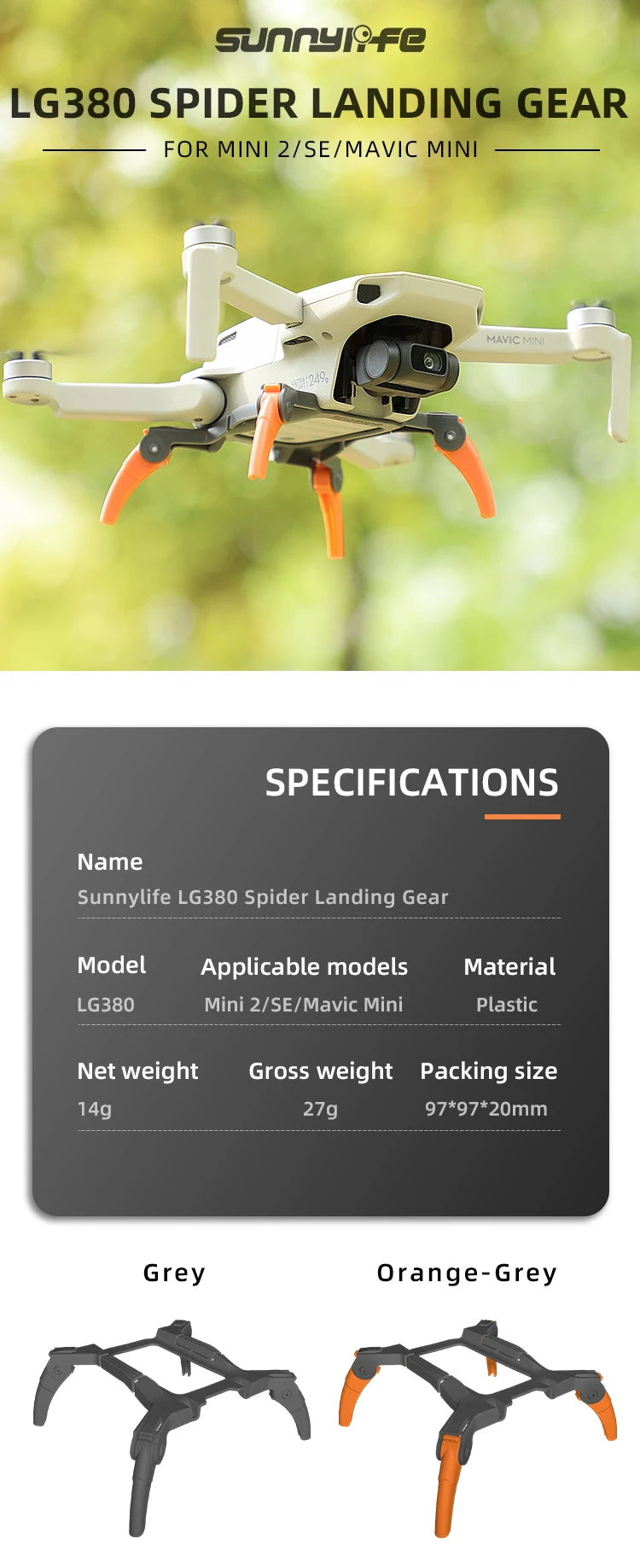 SUNYIO Fe LG380 SPIDER LANDING GEAR FOR MINI 2/