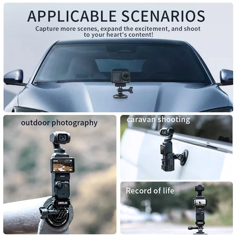 Magnetic suction base for action cameras, versatile mounting solutions.