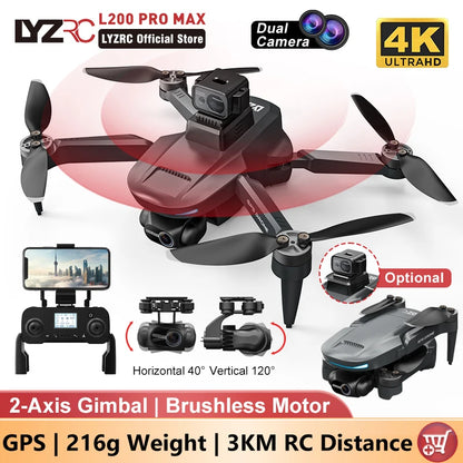 L200 PRO MAX Drone, High-tech drone with 4K camera, gimbal, and obstacle avoidance, weighing just 216g.