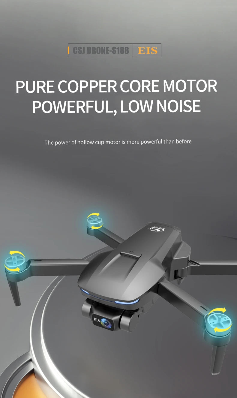 S188 Drone, EIS PURE COPPER CORE MOTOR POWERFUL, LOW NO