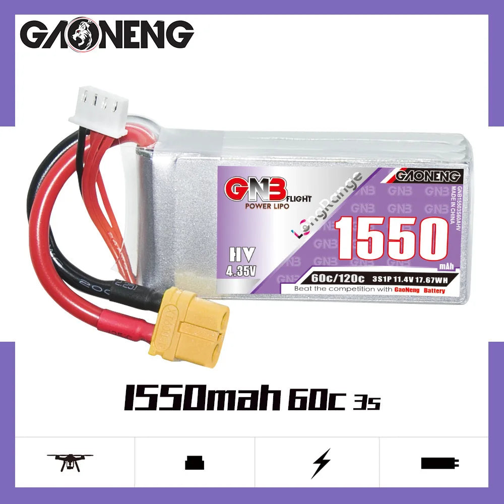 Battery for RC cars, trucks, buggies, FPV drones, and airplanes.