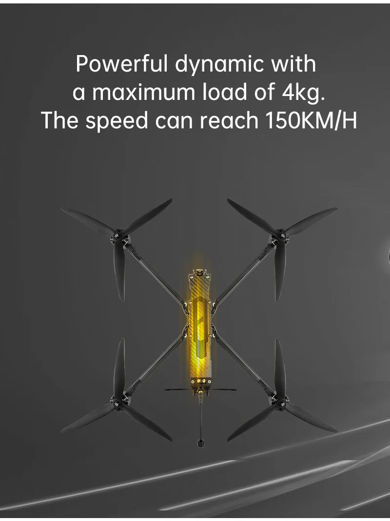 The Sequre Bkli10 10Inch FPV drone has a powerful design, carrying up to 4kg and reaching 150km/h speeds.