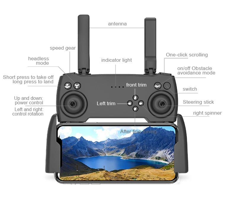 P5 Pro Drone - 2023 New Drone 8k HD Camera 5G WiFi Fpv ESC Aerial Photography RC Quadcopter Optical Flow Fixed Height Folding Dron Aircraft Toy 31 P5 Pro Drone, one-click scrolling headless indicator light mode onfoff obstacle