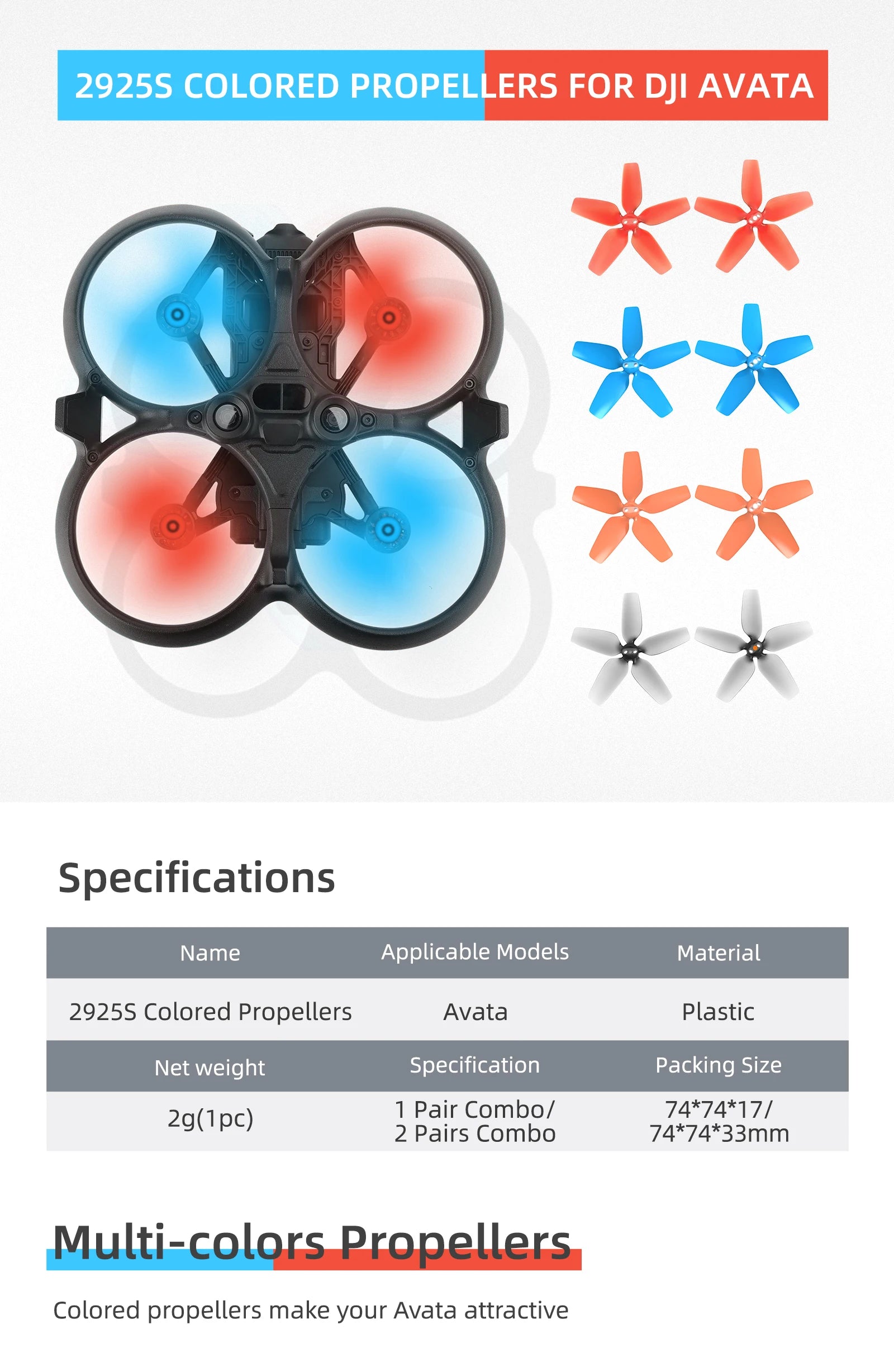 29255 COLORED PROPELLERS FOR DJI AVATA X7