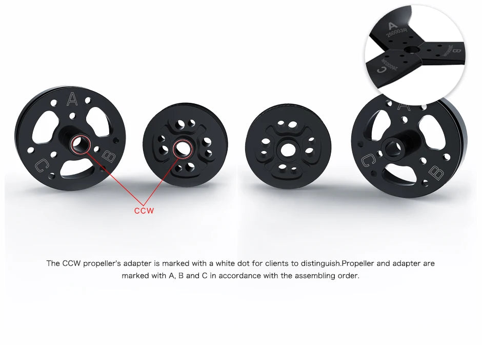 T-Motor G27*8.8"inch 3 Blades Prop, CCW The propeller's adapter is marked with white dot for clients to distinguish