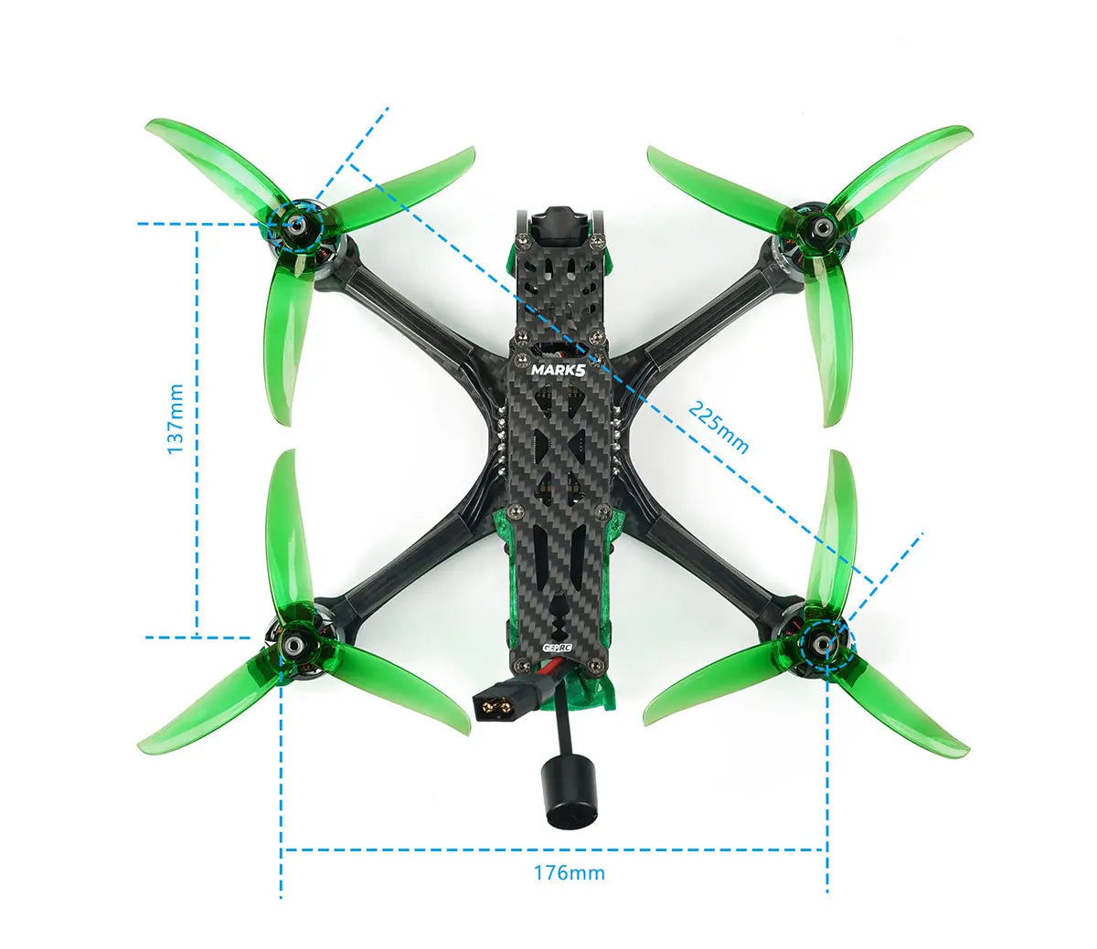 GEPRC New MARK5 HD O3 Freestyle FPV Drone - VTX O3 Air Unit Green System 6S RC FPV Built Bluetooth Quadcopter Freestyle Drone 24 GEPRC New MARK5 HD O3 Freestyle FPV Drone, two kinds of 3D printing camera mounts are designed, which can be mounted with a