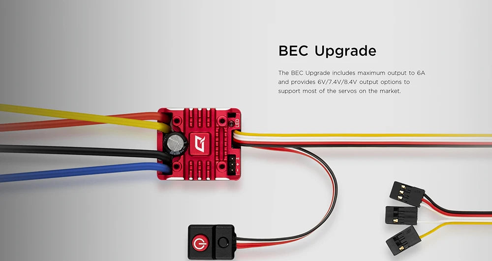 BEC Upgrade includes maximum output t0 6A and provides 6V/74V/