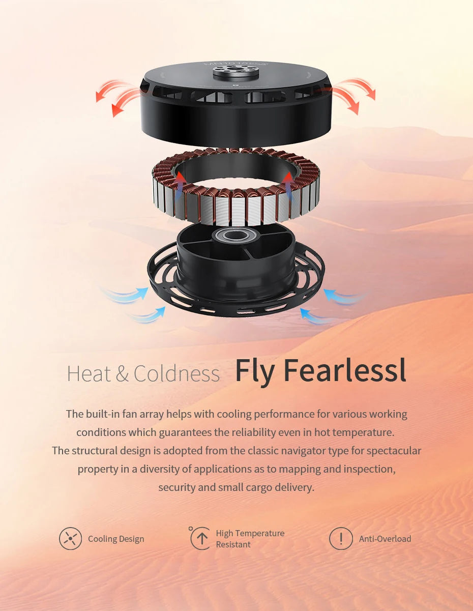 T-MOTOR, built-in fan array helps with cooling performance for various working conditions . structural design adopted from