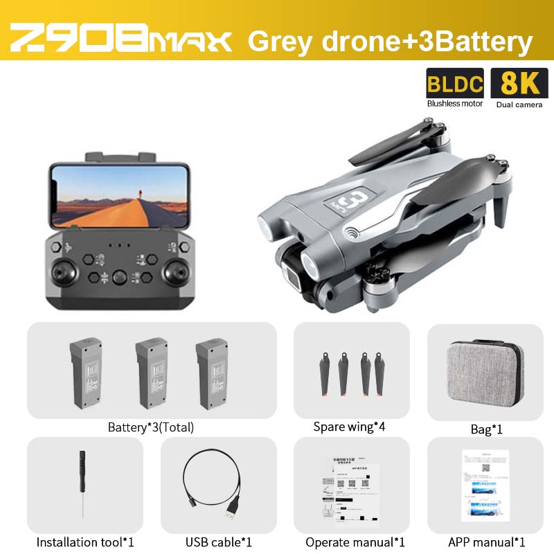 Z908 MAX Drone, drone+3Battery IBLDC 8K Blush