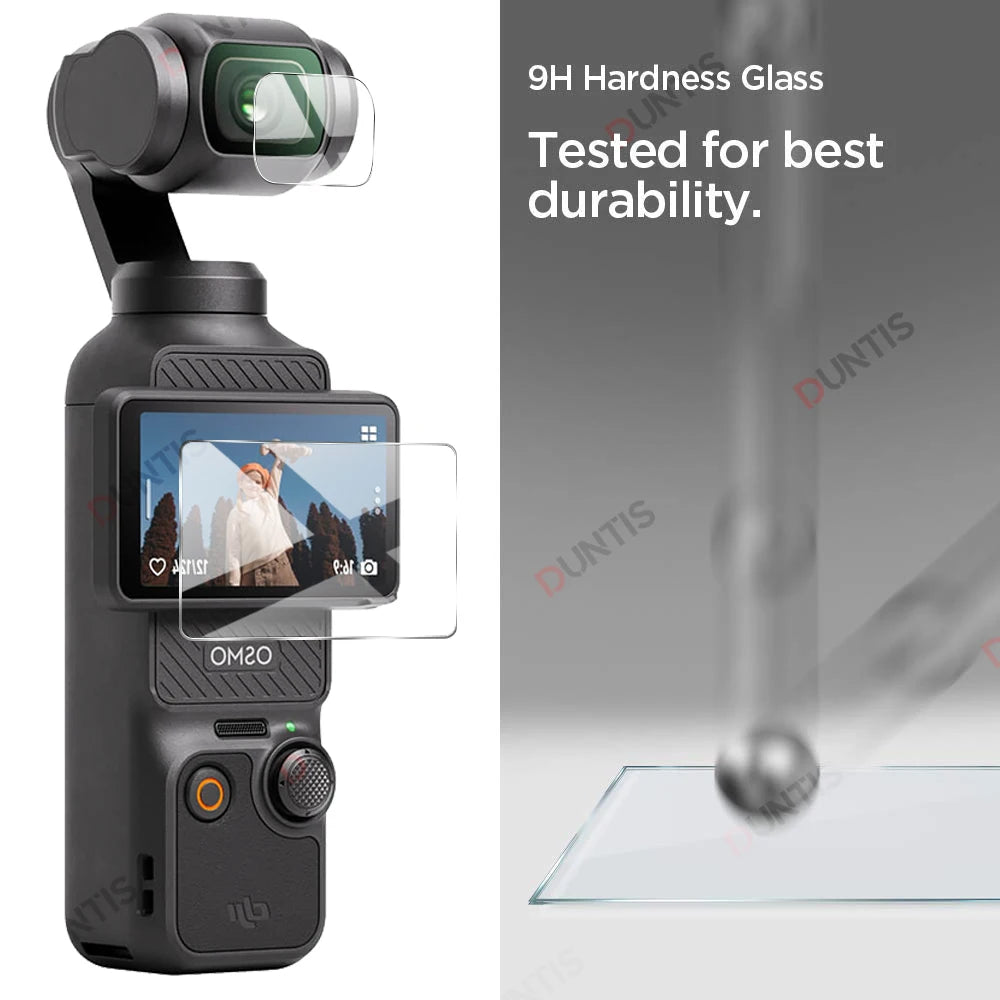 9H HD Tempered Glass for DJI OSMO Pocket 3, 9H Hardness Glass Tested for best durability: I) MuS eat 