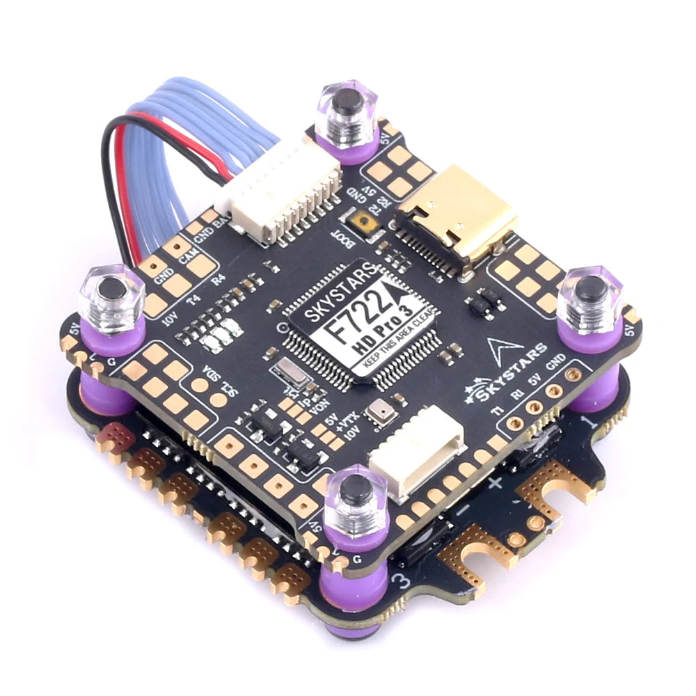 Skystars F7 F722HD PRO3 Flight Controller Stack - OSD KO45/KO60 45A/60A 128K Blheli_32 3-6S ESC Stack 30.5mm FPV Racing Drone Quadcopt 11 Skystars F7 F722HD PRO3 Flight Controller Stack, 8x Silicon grommets M4 to M3 2x JST-SH1.0