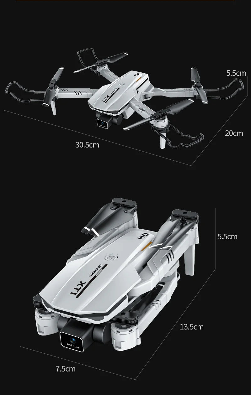 XT1 Drone - 2024 New 4K HD Camera FPV WIFI 3-way Obstacle Avoidance Foldable Quadcopter RC Helicopter For Kid Gift 26 XT1 Drone, led lights make flying more spectacular, especially in the dark .