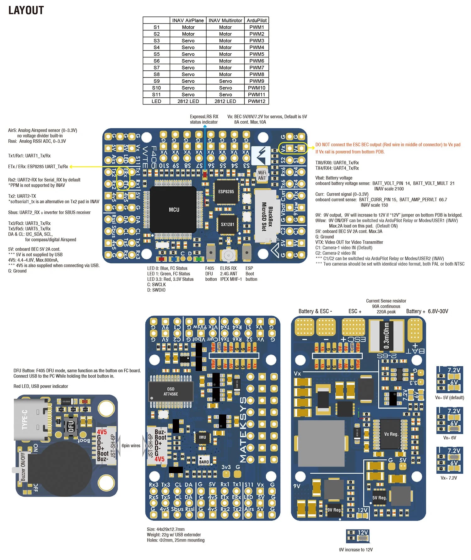 MATEK F405-WTE, 2 cameras should be set with identical video format; both PAL or both NTSC