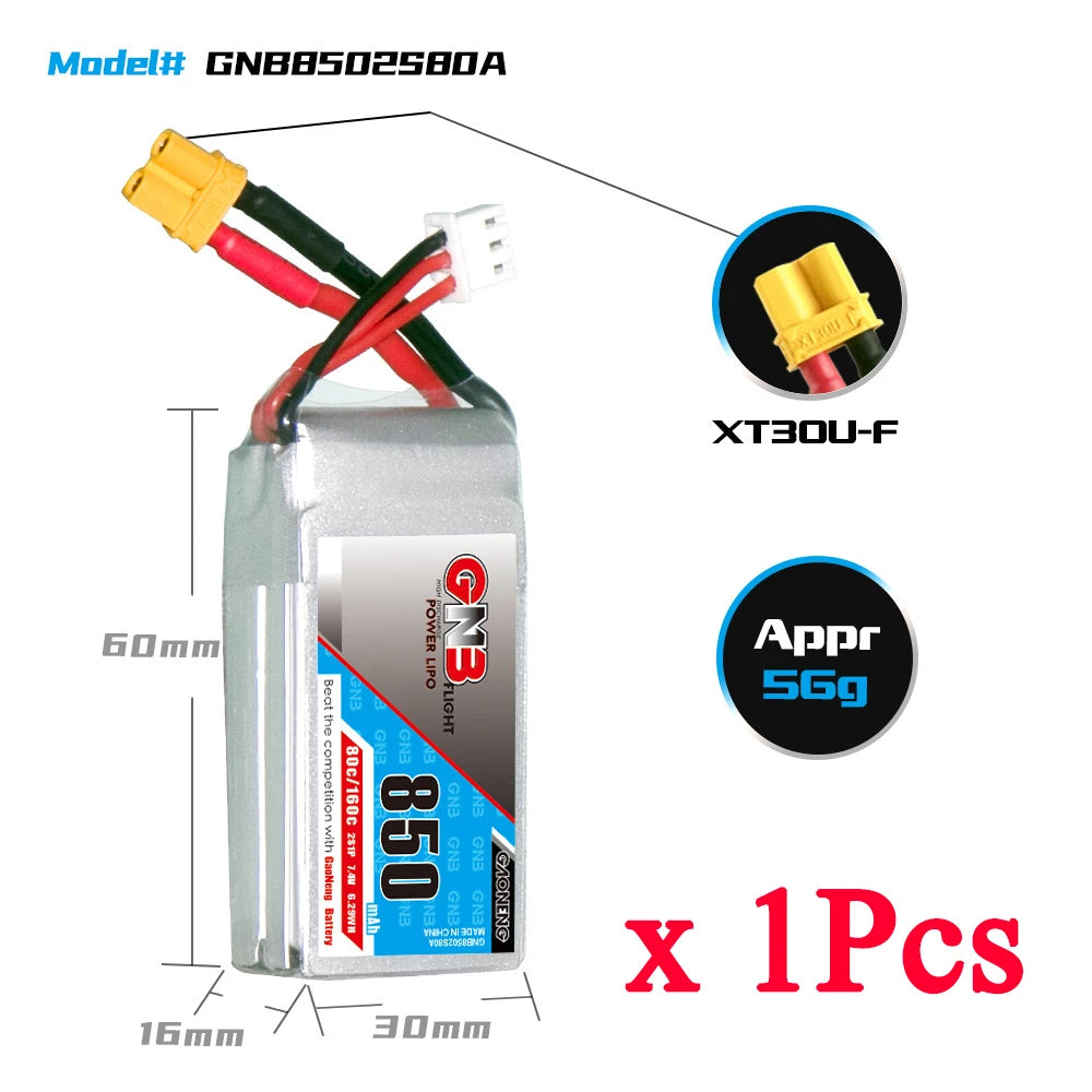 GaoNeng GNB 2S 3S 4S 6S 850mAh 80C LiPo Battery For FPV Drone