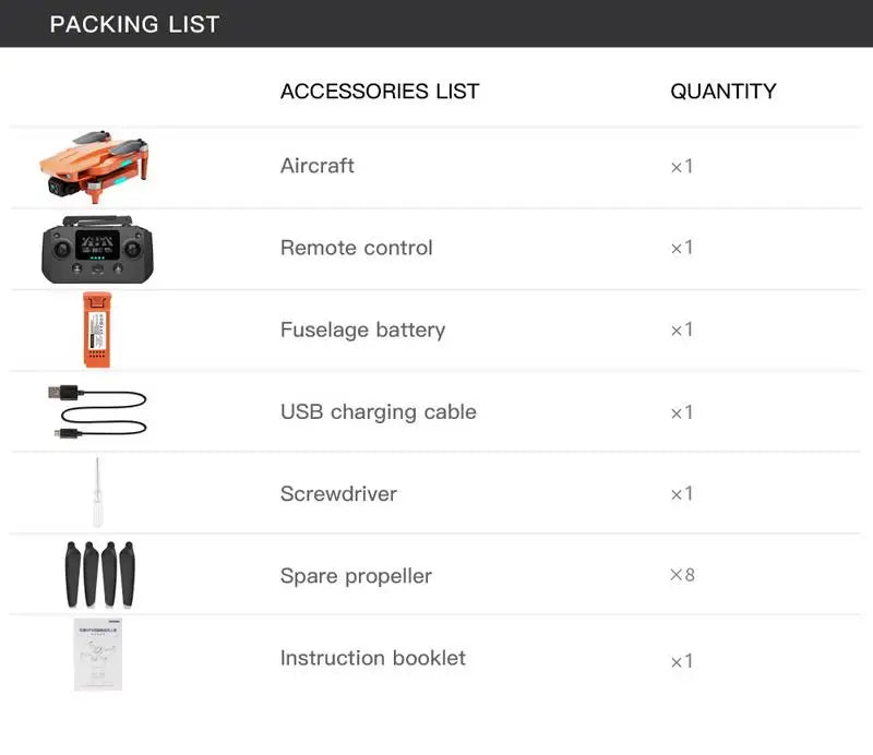 L700 PRO Brushless Gps Drone, packing list accessories list quantity aircraft remote control fuselage battery usb charging