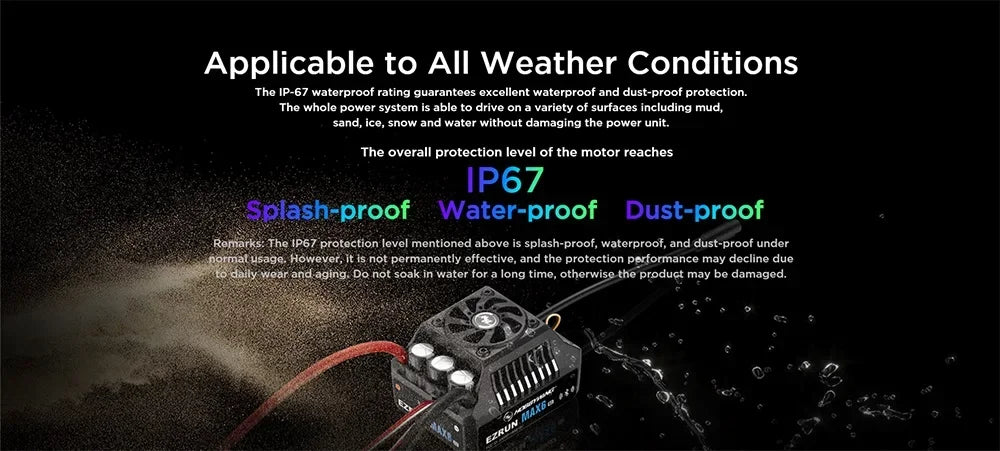 Hobbywing EzRun MAX6 G2, the overall protection level of the motor reaches P67 Splash-proof water-proof dust