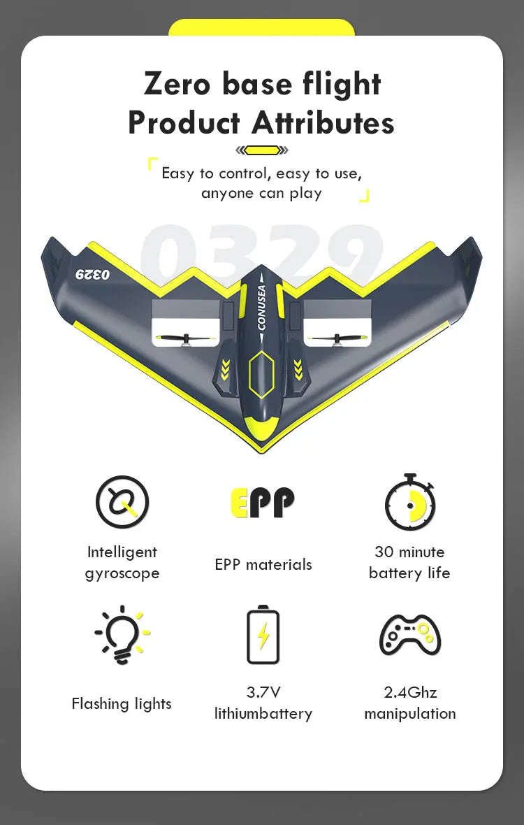 0583/B2/B3 Stealth Bomber Rc Plane, UB 6ze0 1 Pp Intelligent 30 minute gyroscope battery life