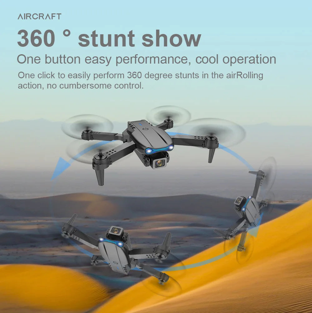 E99 Pro Drone With HD Camera - 4K Dual Camera 25 Minutes 200M Distance Headless Model Night Flying WIFI Foldable Drone 44 E99 Pro Drone With HD Camera, E99 Pro Drone, aircraft 360 stunt show one button easy operation, no cumbersome control