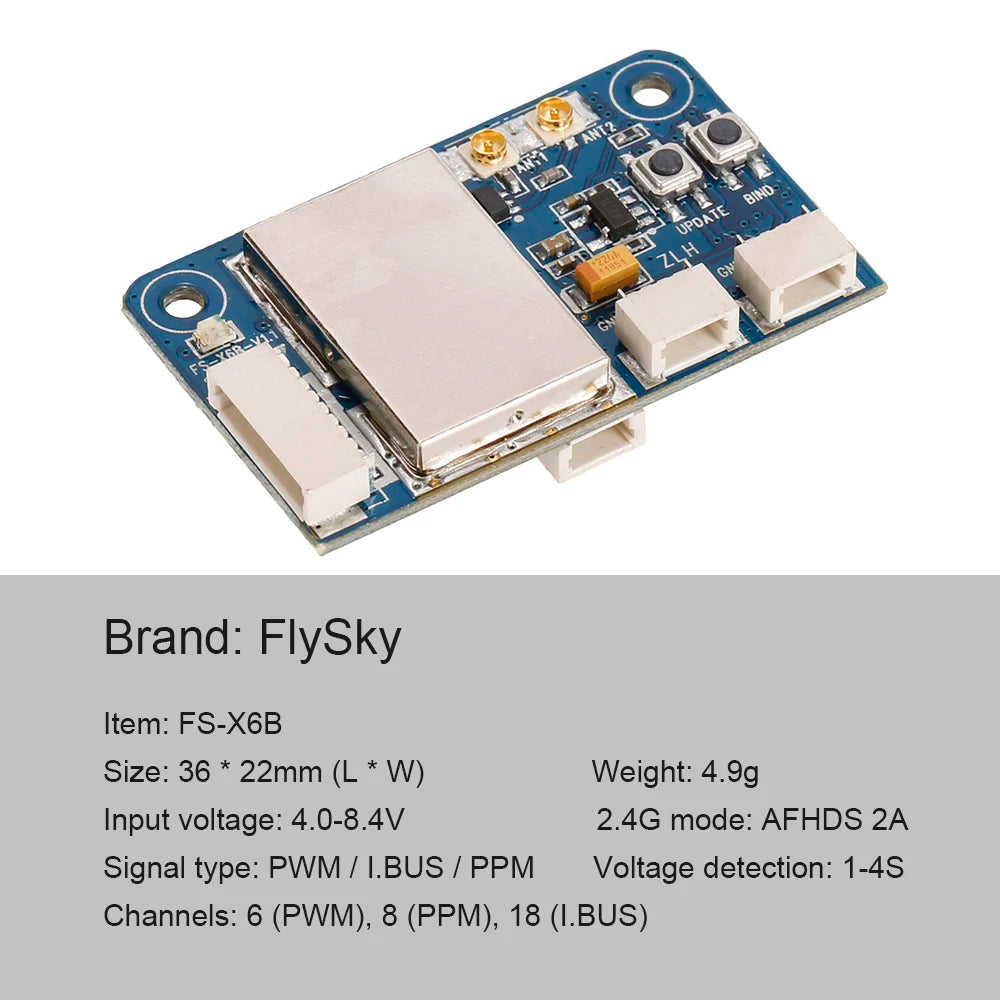 FlySky FS-X6B 2.4G 6CH Receiver - 6CH PWM 8CH PPM 18CH I.BUS Receiver for FPV Racing Drone FS-i10 FS-i8 FS-I6X FS-i4 FS-i6 FS-i6S Transmitter 9 FlySky FS-X6B 2.4G 6CH Receiver, FlySky FS-X6B