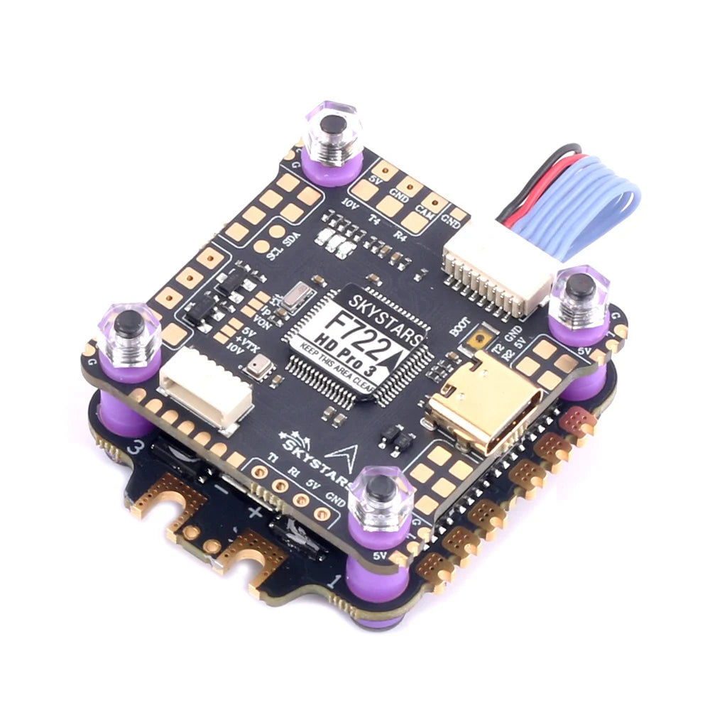 Skystars F7 F722HD PRO3 Flight Controller Stack - OSD KO45/KO60 45A/60A 128K Blheli_32 3-6S ESC Stack 30.5mm FPV Racing Drone Quadcopt 9 Skystars F7 F722HD PRO3 Flight Controller Stack, default receiver input is UART1(You can solder ELRS RX on U