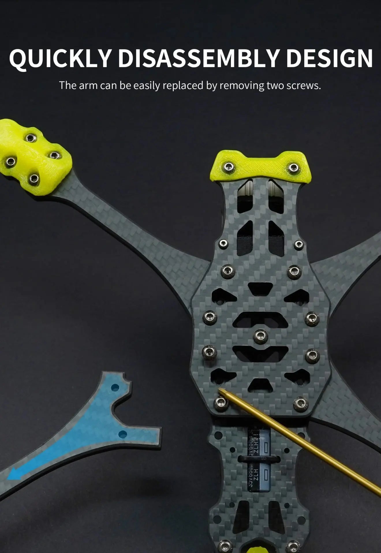 MARK5 HD AVATAR Freestyle FPV Drone, QUICKLY DISASSEMBLY DESIGN The arm can be easily replaced by 