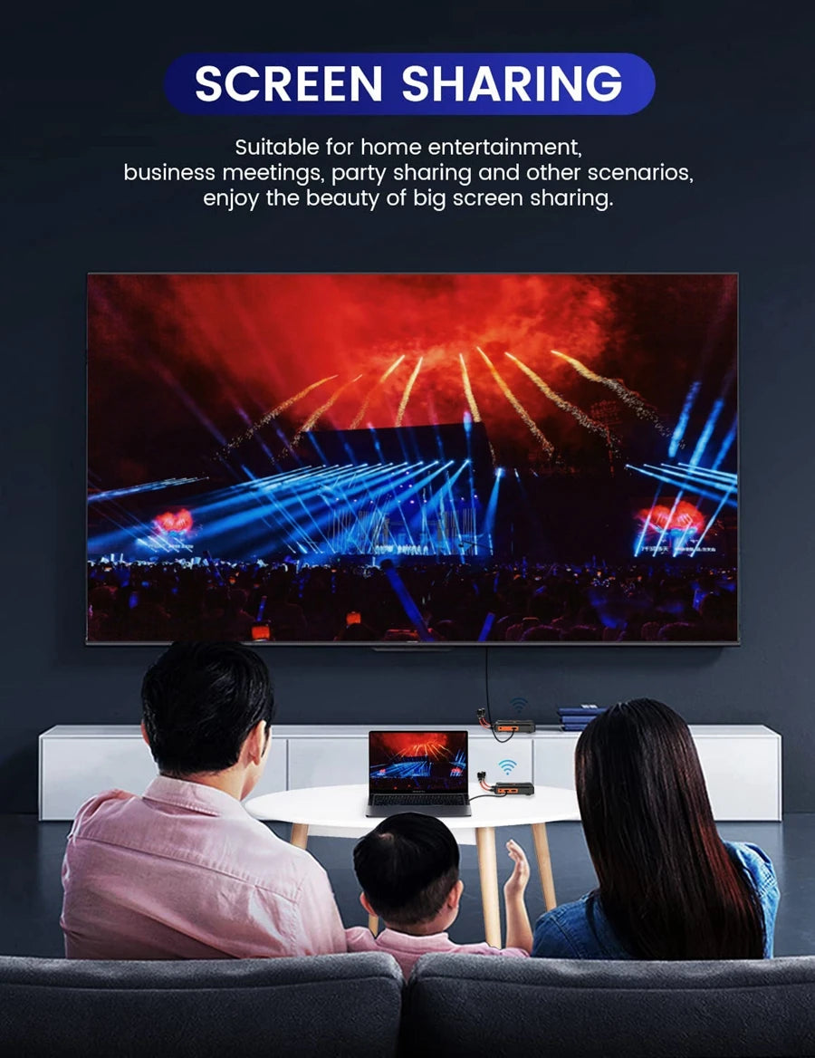 300m Long Distance Wireless Transmission, BIG SCREEN SHARING Suitable for home entertainment; business meetings, party sharing 