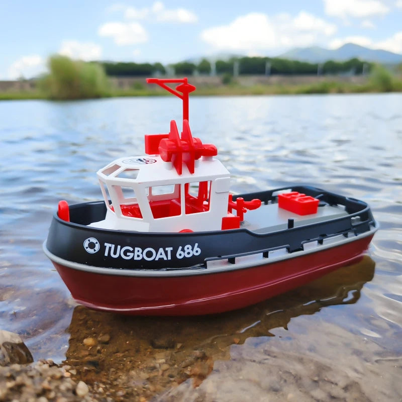 JIKEFUN 686 Remote Control Tugboat 1:72 RC Boat, 2.4G Dual Motor, 50m Range, 3.7v 600mAh, 15min RTR