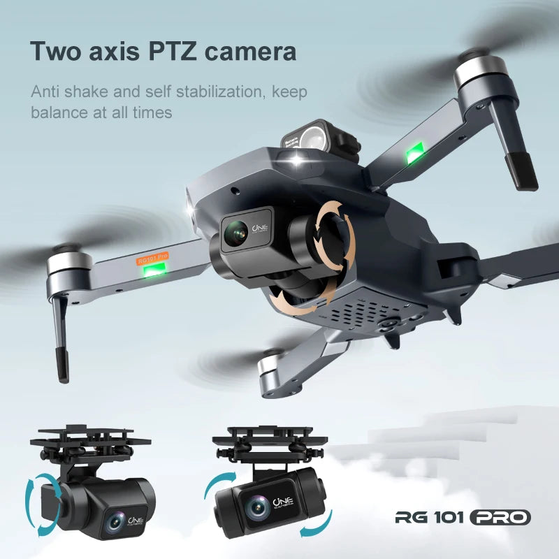 RG101 PRO Drone, two axis PTZ camera Anti shake and self stabilization,