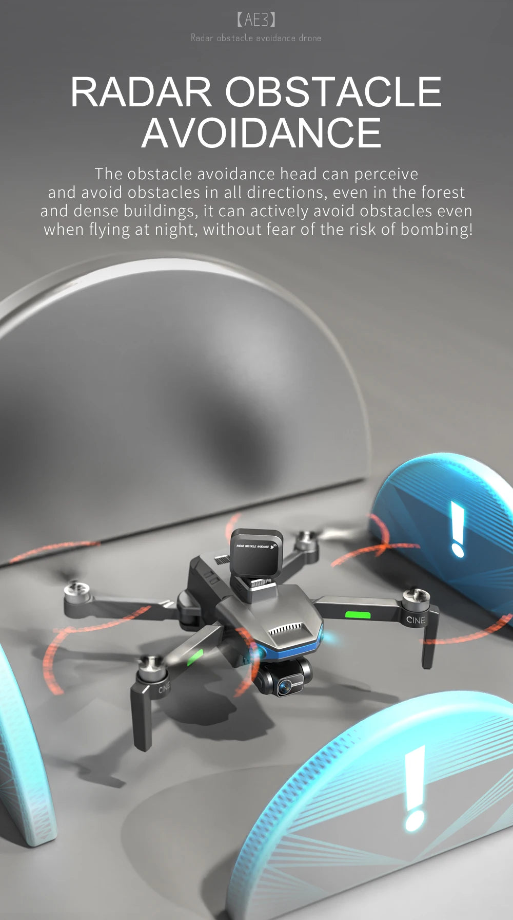 AE3 / AE3 PRO Max GPS Drone, RADAR OBSTACLE AVOIDANCE can actively avoid