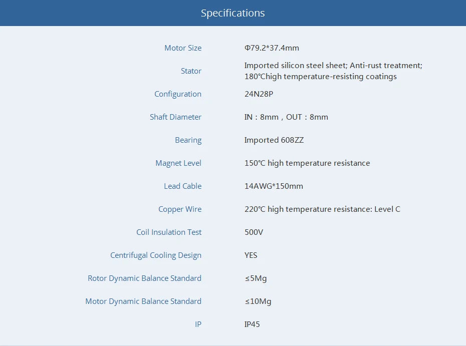 2Pcs/Set T-motor MN701-S KV135 KV280 Brushless Motor IP55 9.4KG+ Thrust For Multirotor Quadcopter UAV Aircraft RC Drone 17 2Pcs/Set T-motor, Specifications Motor Size p79.2*37.4mm Imported silicon steel sheet