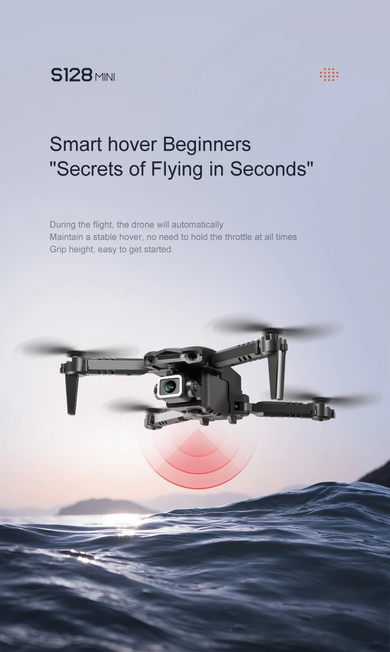 KBDFA S128 Mini Drone - 4K HD Camera Three-sided Obstacle Avoidance Air Pressure Fixed Height Professional Foldable Quadcopter Toy 25 KBDFA S128 Mini Drone, s128mini smart hover beginners "secrets of flying in