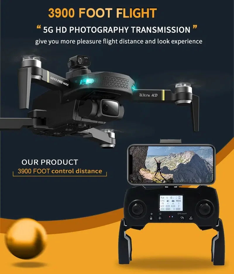 GD93 Pro Max Drone, 3900 foot flight 56 hd photography transmission give you more pleasure