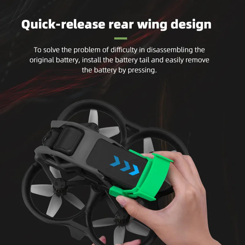 Flight Tail for DJI Avata - Battery Protection Cover Flying Tail Battery Quick-Release Disassembly Clip Drone Accessories 11 Flight Tail for DJI Avata, quick-release rear wing design To solve the problem of difficulty in disassembling the original battery