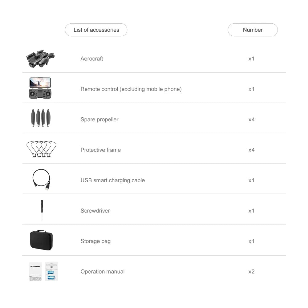V162 Drone, list of accessories number aerocraft remote control (excluding mobile phone) spare