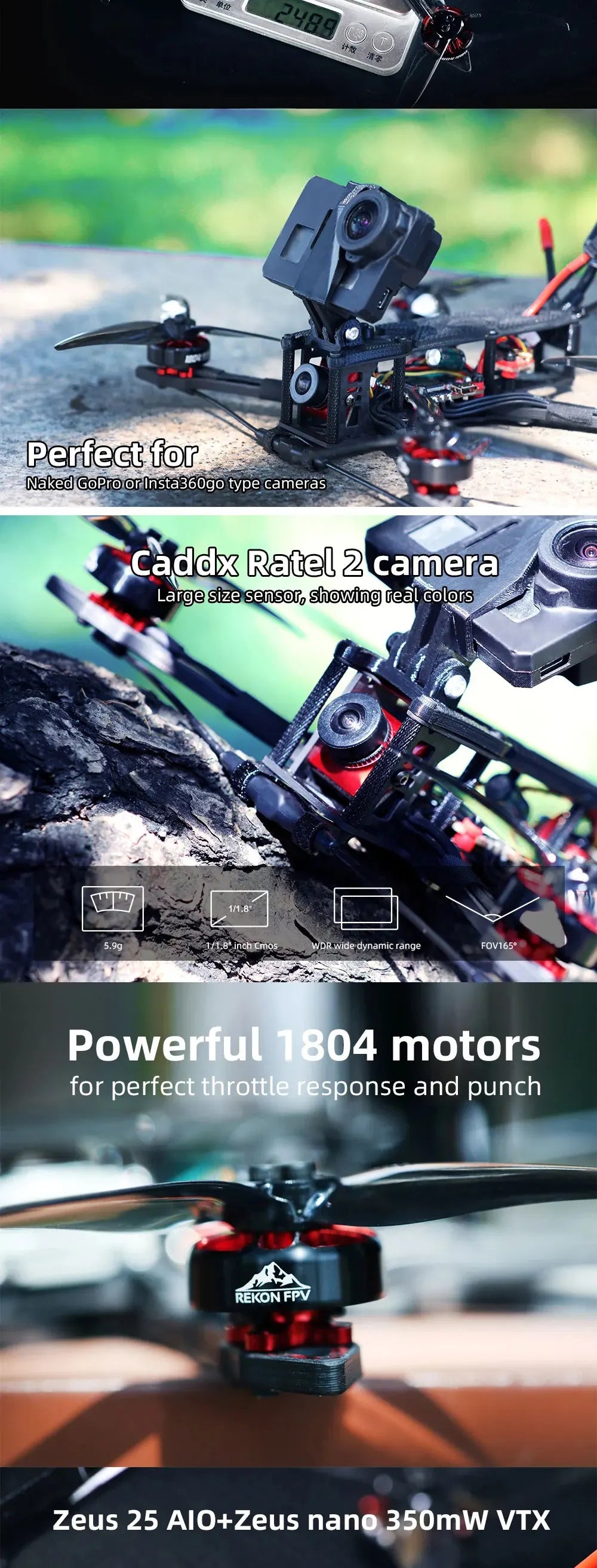 HGLRC Rekon 4 FR - Sub 250g Freestyle Quad Analog Version CADDX Ratel 2 1804 3500KV Motor For RC FPV Quadcopter Freestyle Drone 8 HGLRC Rekon 4 FR, #f it4 1 Perfect for Naked GoProorInsta360go type cameras