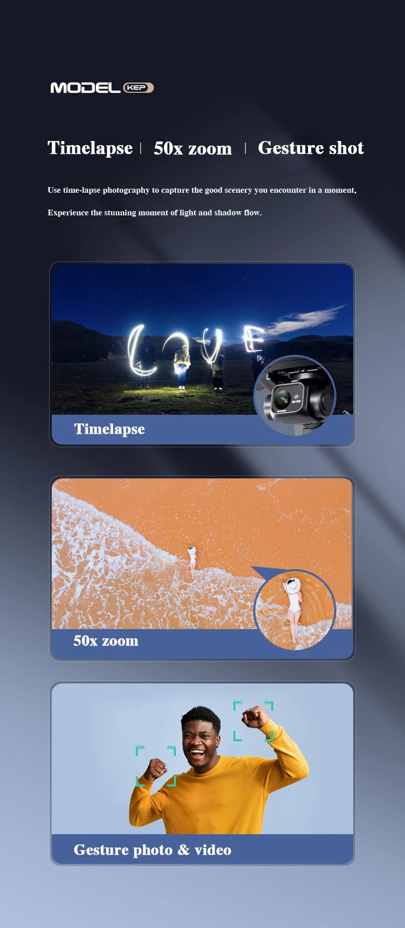 U4 GPS Drone, time-lapse photography captures the good scenery you encounter in a moment