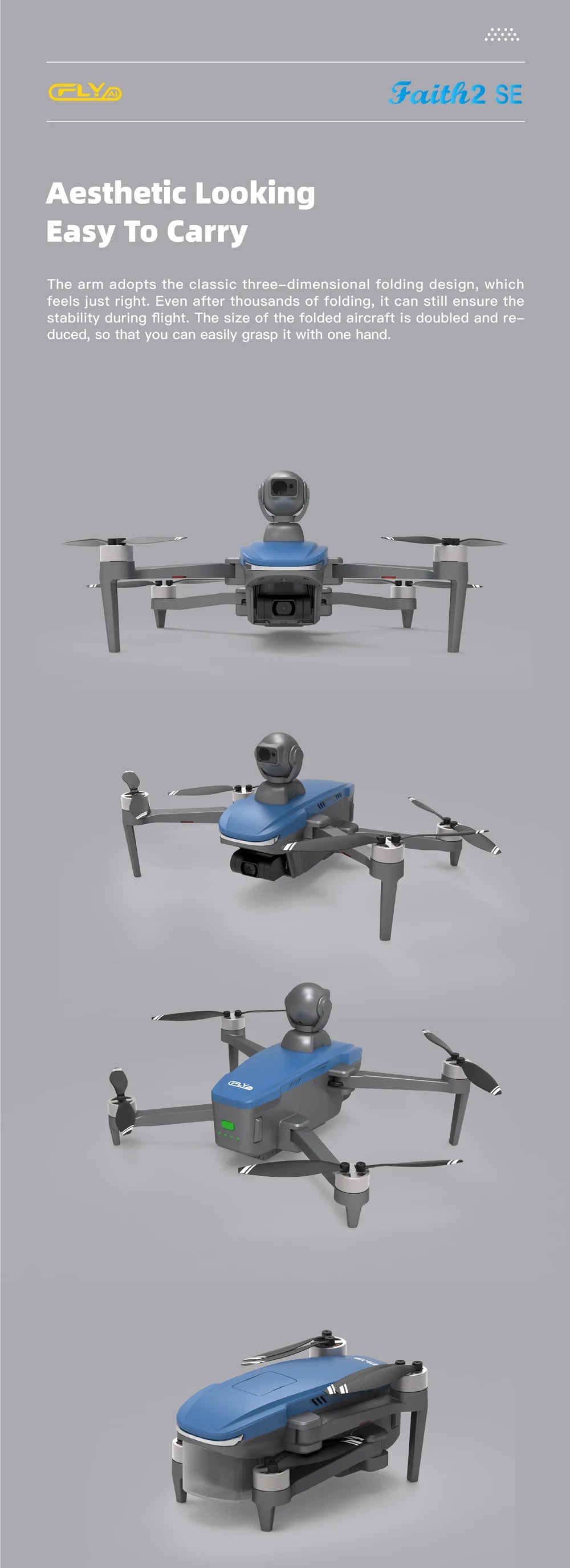 The C-Fly Faith 2 SE Drone features a 3KM range, 4K camera, and 3-axis gimbal, with GPS for stable flight.