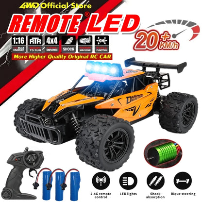 Samochód zdalnie sterowany 4WD DK087 RC Drift Racing 1:16 Off Road, stop aluminium, 2.4G, szybkie ciężarówki z LED, wspinaczka, idealny prezent dla dzieci